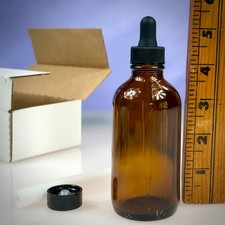 4 oz Amber Glass Dropper Bottle w/ Glass Pipette Cap Tincture Bottle 120mL