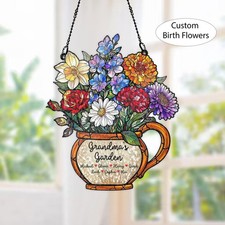 Personalized Grandma  s Garden Birth Flower Acrylic Suncatcher Mother's Day Gift