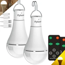 USB Rechargeable Camping Light Bulbs with Remote Timer, 5 Light Modes, 1800Mah L