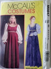 McCalls Costumes Pattern M5647 Medeival Gowns Renaissance Sz 8-16 Uncut