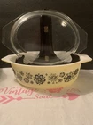Vintage 1957 Pyrex Promo Pressed Flowers 043 Casserole 1 1/2,qt. w/ Lid