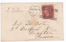 1868 QV FINE 1d PENNY RED STAMP PLATE117 ON ABERDEEN COVER TO BRIGHTON SUSSEX