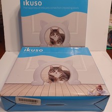 Set of 2 Ikuso White Indoor Cat Door Tunnel Large Size Brand New Door Cut Out