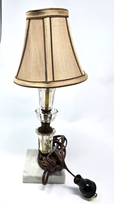 Vintage Elegant Tiered Glass Marble Table Bed Side Lamp with Allen Roth Shade