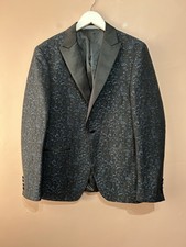 Giacca smoking uomo Zara nero blu jacquard taglia M occasione ballo