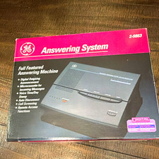 GE 2-9863 Answering Machine Black 1-Line Microcassette Call Screening