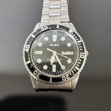 Seiko Alba Diver Watch Quartz Y113 6130 37mm Mens Wrist 18cm Classy Vintage