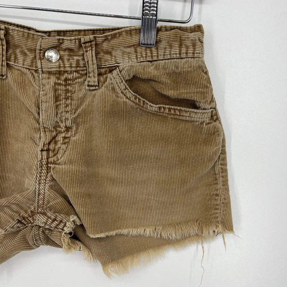 Pantalones Cortos Levi's for Gals Pana Corte Para Mujer Talla 27 Marrón De Colección Años 70 EE. UU. Grande E Foto 4 de 4