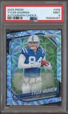 TYLER WARREN 2025 PANINI PRIZM CHOICE ROOKIE RC AUTO #'D 68/100 #339 PSA 9 COLTS