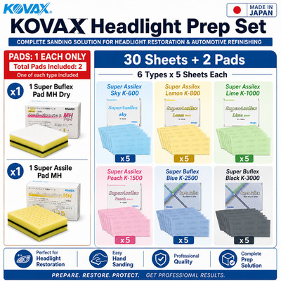 Kovax Assilex Bufflex Headlight Prep Sanding Pad Set K600-K3000 Japan