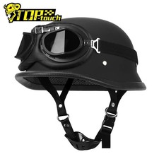 DOT German Style Motorcycle Half Helmet Pilot Goggles Chopper Cruiser Scooter UK