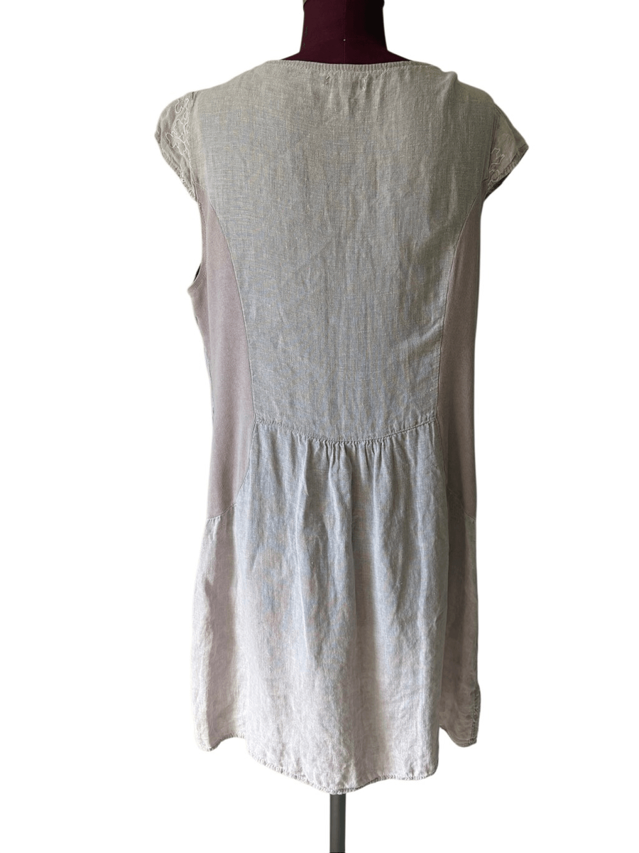 Lina Tomei Linen Sheath Dress Size XL Embroidered Pink Lilac