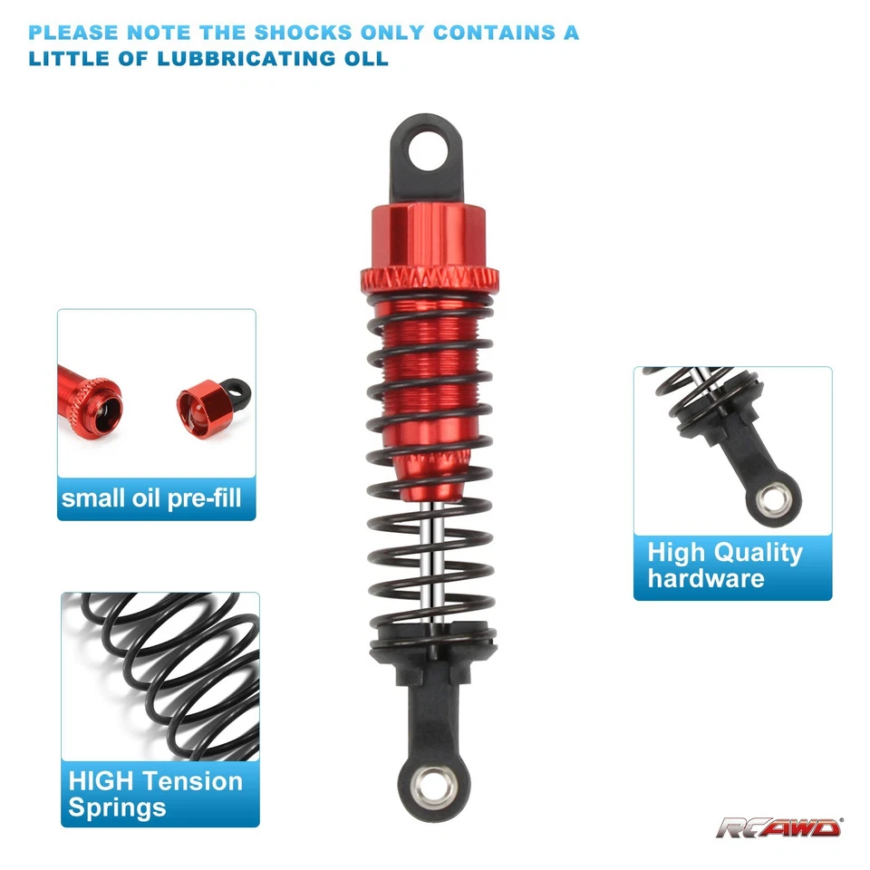 4X Amortiguador Rojo para 1/18 Revell 24540 Scorch Hobbico Dromida BX/MT/SC4.18 Foto 4 de 4