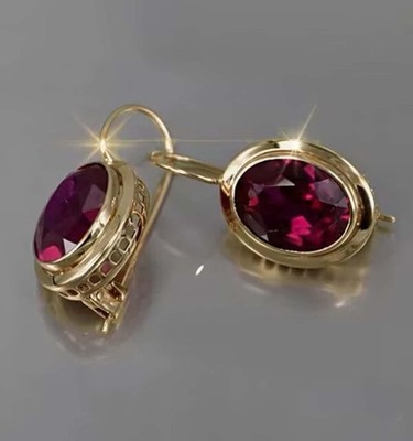 Gold & Rot Kristall Ohrringe - Tropfen Ohrhänger Creolen - schöner Schmuck