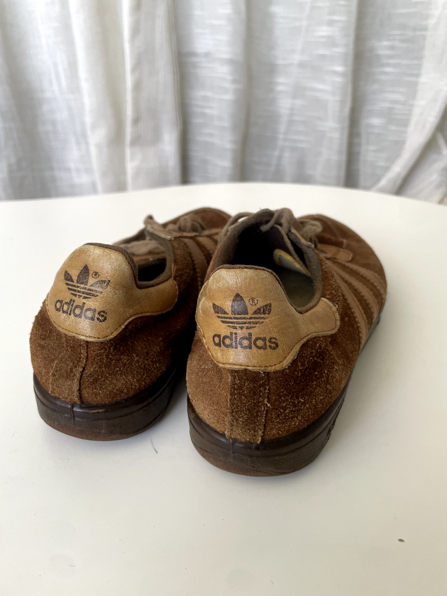Ultra Rare Vintage 70s Adidas Sample Tobacco Brown Shoes Made in