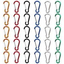 SAMLOO 30pcs Mini Aluminum Carabiner Spring Clip 2" Snap Hook Keychain for