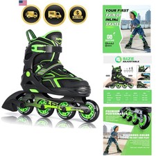Torinx Green Boys Adjustable Inline Skates, Fun Beginner Roller Skates for Ki...