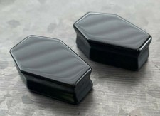 Pair Black Obsidian Organic Stone Double Flare Coffin Shaped Plugs Earlet Gauges