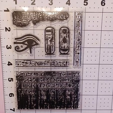 Acrylic STAMP set lot Egyptian Scarab Eye Horus hieroglyphics ankh bird scepter 