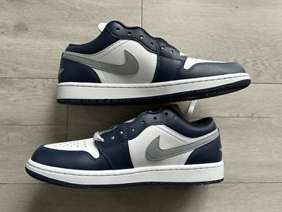 Nike Air Jordan 1 Low WHITE/WOLF GREY NAVY Herren Sneaker EU 43
