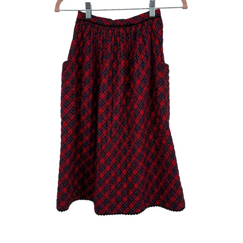 Vintage Lanz of Salzburg Plaid Quilted Button Front Maxi Skirt Girls 4/5 - Picture 2 of 6
