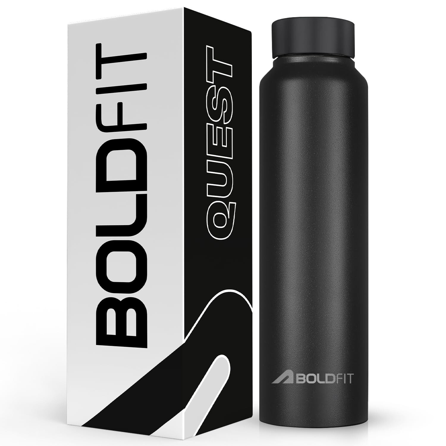 Rust Free Stainless Steel 1 Litre Water Bottle for School Office Home Gym -Black