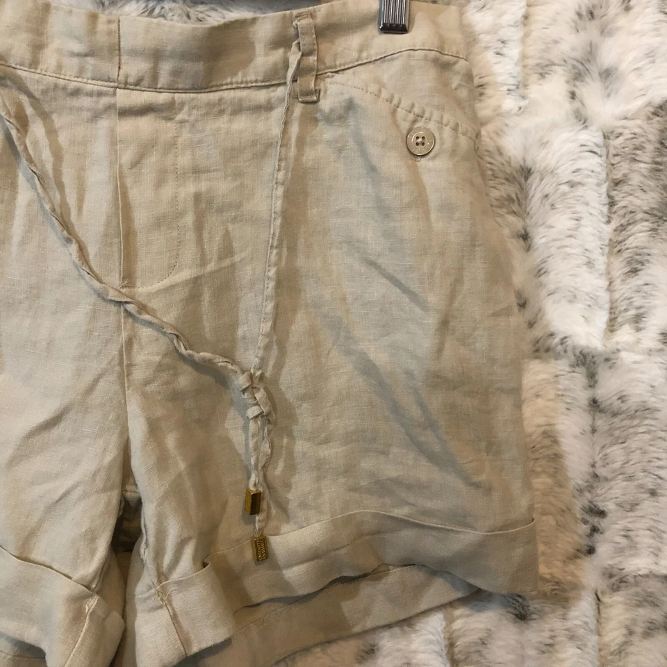 Pantalones cortos de lino tostado con bolsillos Ellen Tracy para mujer talla mediana Foto 4 de 4