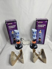 VTG Trendmasters Halloween Haunted Candle Flickering Light Blow Mold Lot Of 2