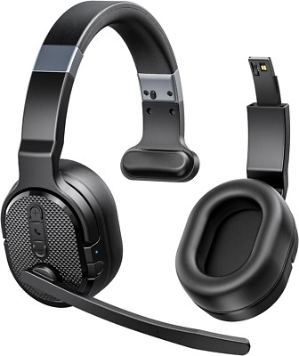 Wireless Trucker Bluetooth Headset with Noise Cancelling Mic, 40+Hrs Talktime