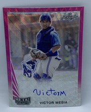 2021 Leaf Metal Draft Victor Mesia Blue Jays Pink Wave 1990 Flashback Auto 6/10