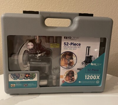 IQ Crew Durable Metal 52 Piece Microscope Set Ages 8+     *BRAND NEW*