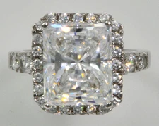 5 ct Radiant Cut Ring Top Russian Quality CZ Extra Brilliant Stunning SS Size 11