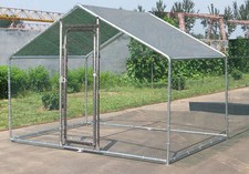 Deluxe Large Metal 7x10 ft Chicken Coop Backyard Hen House Cage Run Outdoor Cage