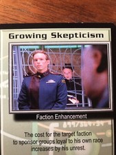 GROWING SKEPTICISM BABYLON 5 CCG RARE CARD NEAR MINT NEVER PLAYED THE SHADOWS