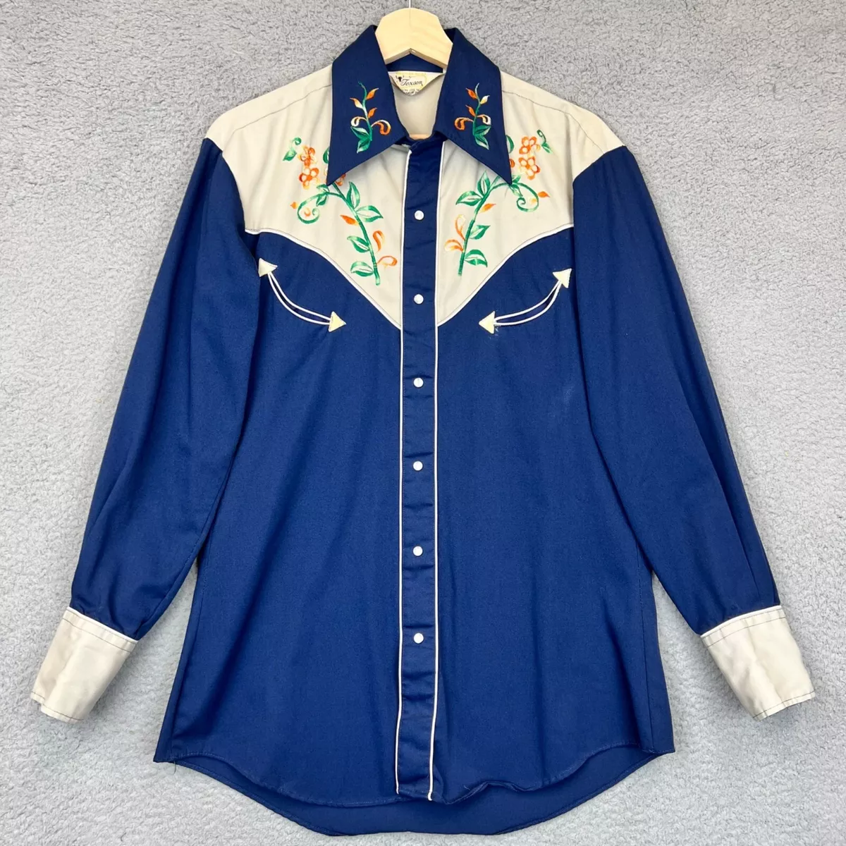 VINTAGE RARE 60's Texson Men’s Cowboy Floral Western Shirt Pearl Snap 15.5-33