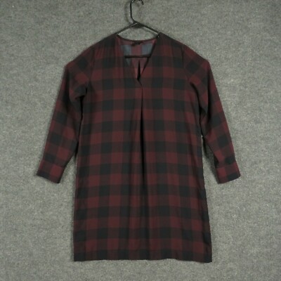 Ann Taylor Dress Womens Medium Plaid Long Sleeve V Neck T Shirt Dress | eBay