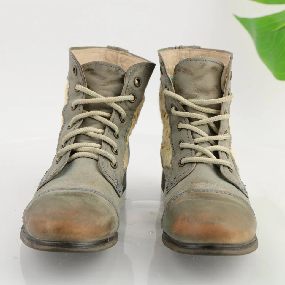 Женские сапоги Steve Madden Thunder размер 6,5 синие кожаные на шнуровке искусственно состаренные богемное дерево - Изображение 2 из 4