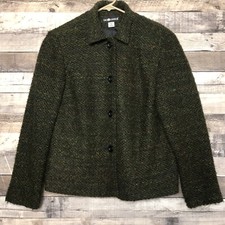 Sag Harbor Size 10 Blazer Green Multi Colored Tweed Button Up Jacket