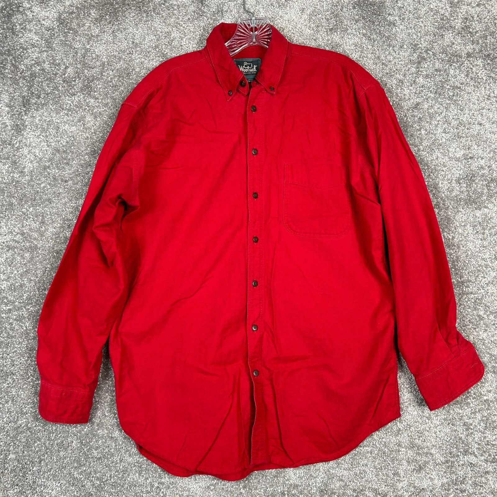 Vintage Woolrich Shirt Men's M Red Chamois Flannel Guide Hunting Outdoor Hiking