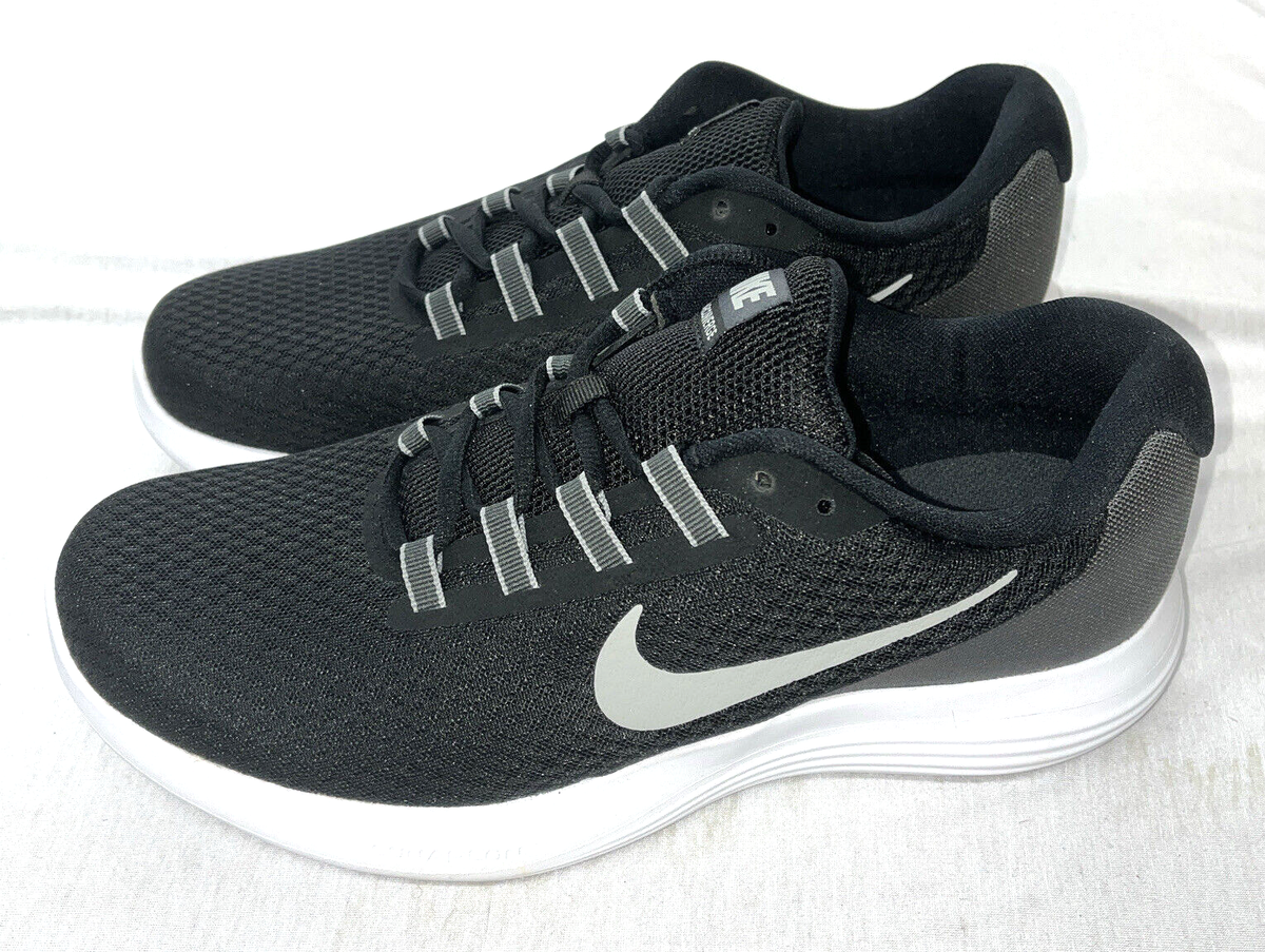 Men New NIKE Lunarlon Black Lace-Up Comfort Athletic Shoes size 10 Wide