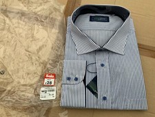 Jonathon Charles Men's L/S Shirt Blue Stripe XL / 22" Soft Cotton New rrp  46