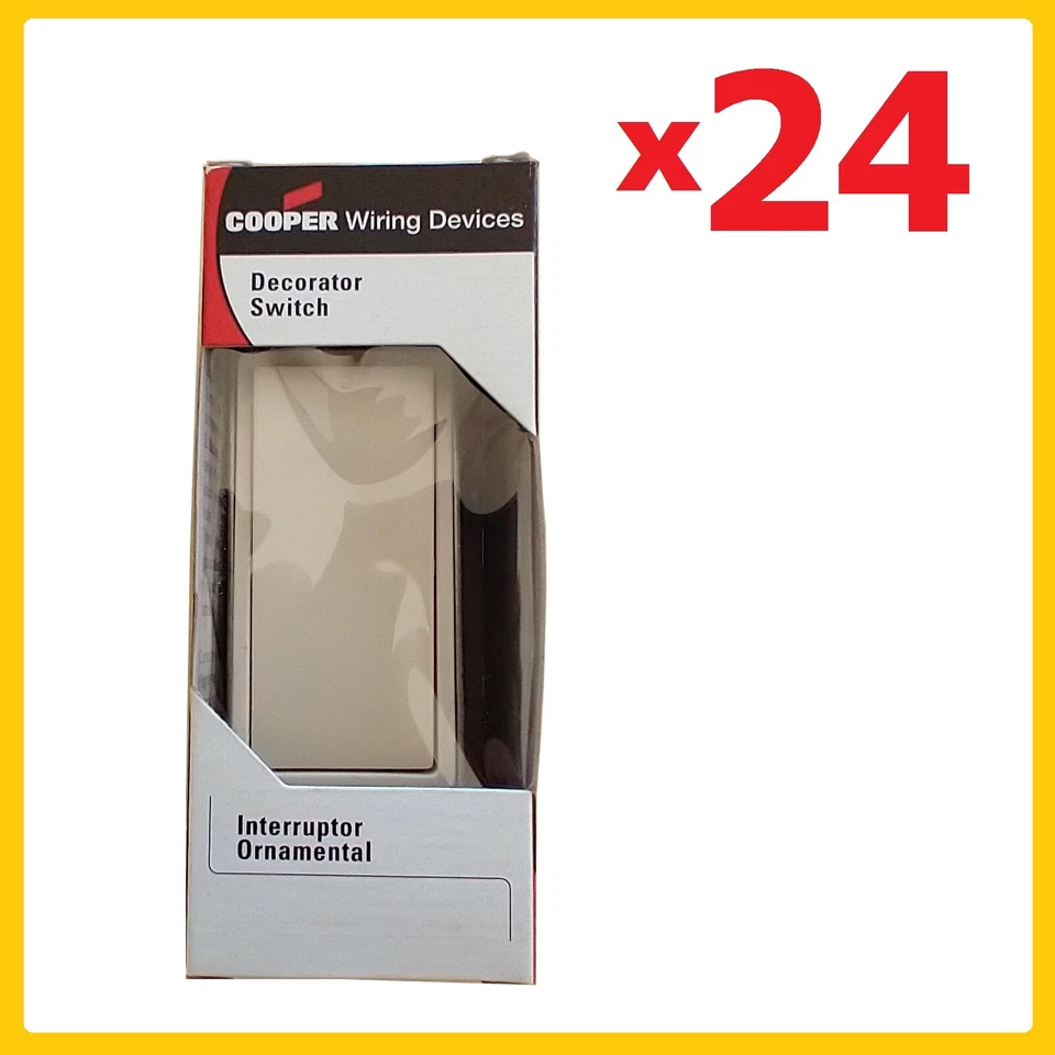 Lote de 24 interruptores decoradores de poste único luz amêndoa 15A 120/277V fabricados nos EUA - Imagem 2 de 4