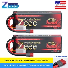 2xZeee 7.4V 120C 8200mAh 2S LiPo Battery T Plug for RC Car Truck Boat Helicopter