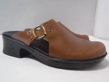 PFR VTG TIMBERLAND SMART Brown Leather O-Ring Block Heel Slide on Clogs 7 Med
