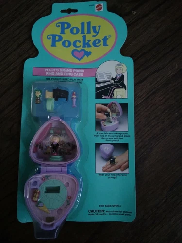 Polly Pocket 1991 Vintage Grand Piano Ring And Case Mint In Package!