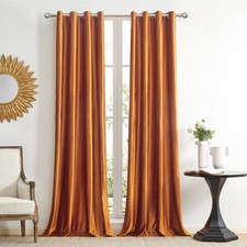 Decorative Orange Curtains, 140 x 225cm Width x Length Velvet Orange Living Room...