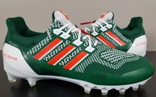 Size 10 Miami Hurricanes Adidas Ultraboost 1.0 Football Cleats Green HR1587 adidas UltraBoost 1.0 Miami Hurricanes for Sale  main image 3
