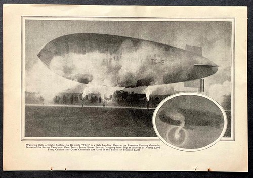 US Army Corps blimp TC-5 1926 pictorial Aerial Illumination Flares Test~Aberdeen