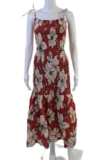 Dhruv Kapoor Women Red Maxi Sundress Sleeveless Square Neck 100% Cotton Size L