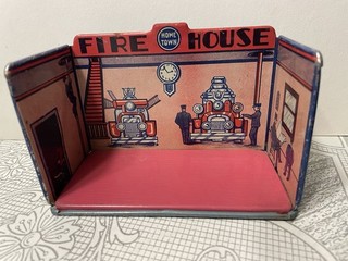 Marx FIRE House Toy Newlywed Series 1920 30s Tin Litho Vintage Toy Good Cond.